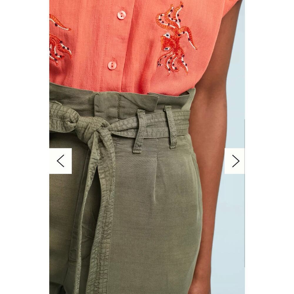 Anthropologie Blythe wide-leg cropped high-rise pants moss green - Picture 2 of 12